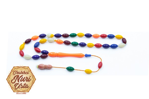 BİLARDO TOPU ARPA KESİM KARMA RENK SİSTEMLİ PÜSKÜLÜ TESBİH EL YAPIMI 