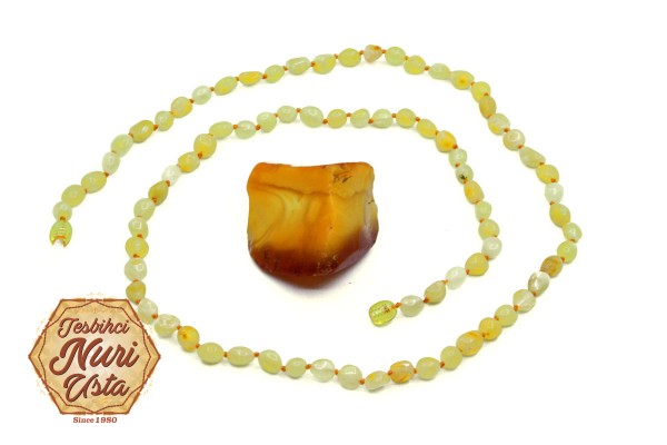 SARI ORJİNAL DAMLA KEHRİBAR ERKEK VE BAYAN SERTİFİKALI KOLYE 