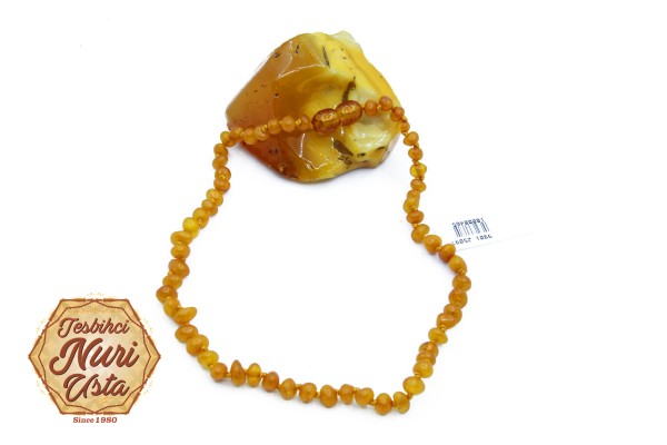 SARI RENK DAMLA KEHRİBAR ORJİNAL BEBEK KOLYELERİ SERTİFİKALI 