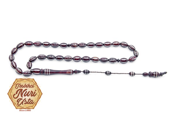 ARPA KESİM KUKA AĞACI KARPUZ DİLİMİ 925 AYAR GÜMÜŞ SİSTEMLİ EL YAPIMI TESBİH