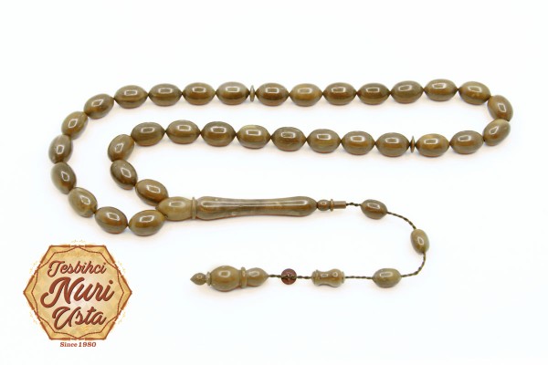 ELİPS KESİM KLASİK İMAME KUKA AĞACI SİSTEMLİ ÖZEL EL YAPIMI TESBİH