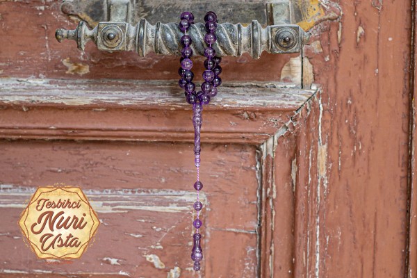 ORJİNAL AMETİST TAŞ İMAMELİ SİSTEMLİ KÜRE TESBİH