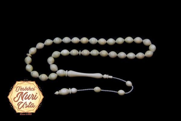 FİLDİŞİ TESBİH KLASİK İMAME KOLLEKSİYONLUK USTA İŞİ SİSTEMLİ PÜSKÜLÜ EL YAPIMI TESBİH 