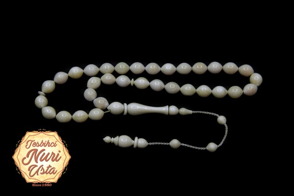 FİLDİŞİ TESBİH KLASİK İMAME KOLLEKSİYONLUK USTA İŞİ SİSTEMLİ PÜSKÜLÜ EL YAPIMI TESBİH 