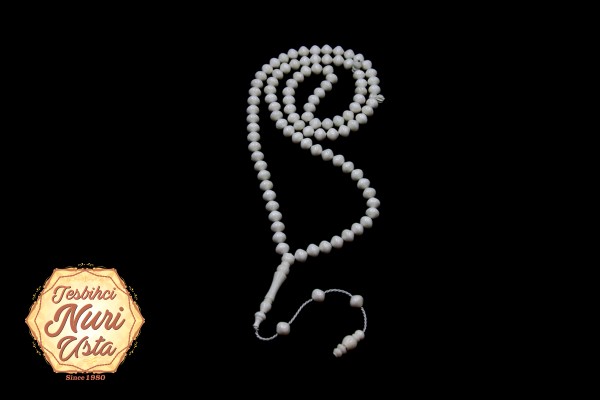 99'LU SIĞIRCIK KESİM DEVE KEMİĞİ İŞLEMELİ İMAME SİSTEMLİ PÜSKÜLLÜ EL YAPIMI TESBİH