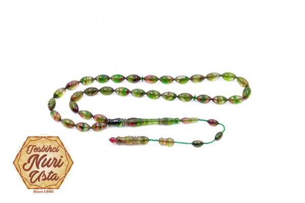 ALACALI RENK ARPA KESİM LALELİ İMAME YENİ ATEŞ KEHRİBAR SİSTEMLİ EL YAPIMI TESBİH