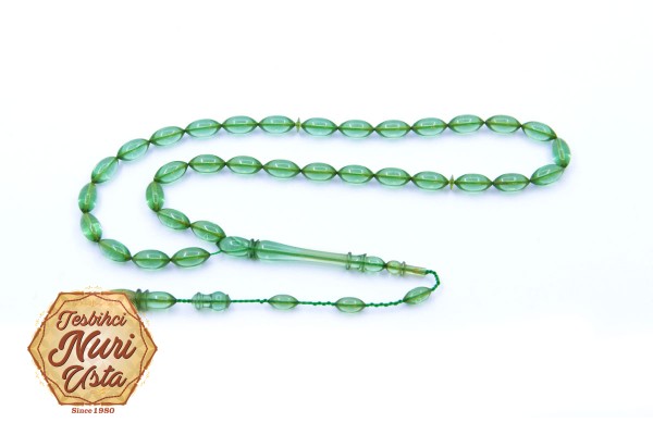 KLASİK İMAME AÇIK YEŞİL YENİ ATEŞ KEHRİBAR SİSTEMLİ TESBİH