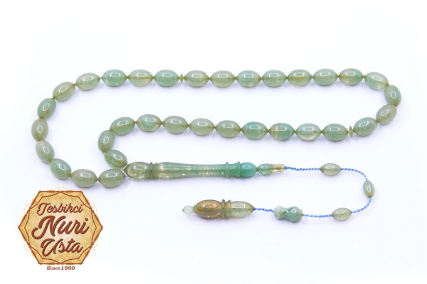 ATEŞ KEHRİBARI KLASİK İMAME ELİPS KESİM SİSTEMLİ PÜSKÜL EL YAPIMI TESBİH